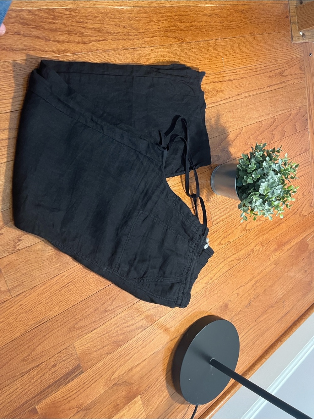 Caslon Black Wide-Leg Linen Pants